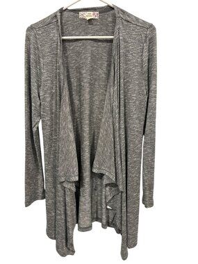 Pink Republic Cardigan Sweater Medium Open Front Light Heather Gray Cozy Knit